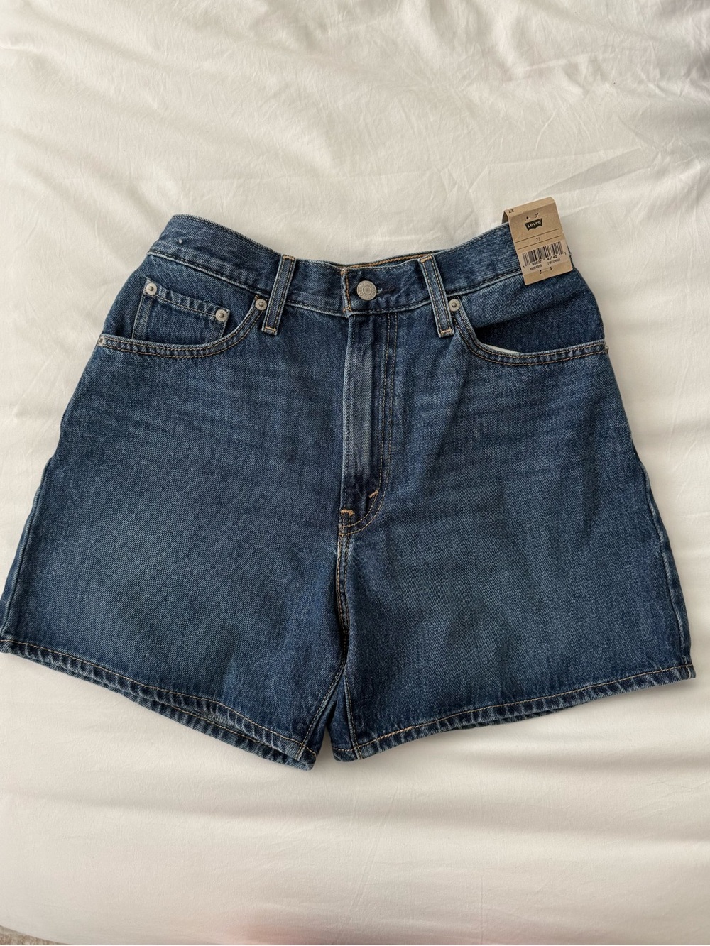 Levi's Cinch Dark Blue High-Waist Jean Shorts